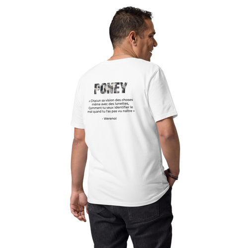 T-shirt PONEY blanc — porté de dos